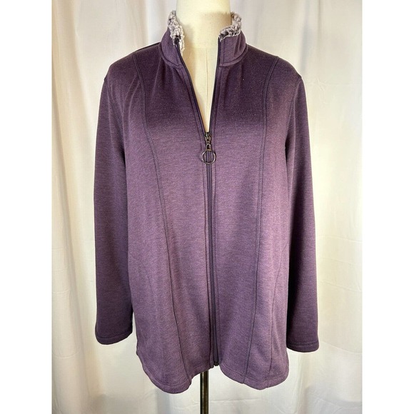 Cuddl Duds Jackets & Blazers - Cuddl Duds sweater jacket Womens M Fleece Lined Full-Zip Pockets purple comfy